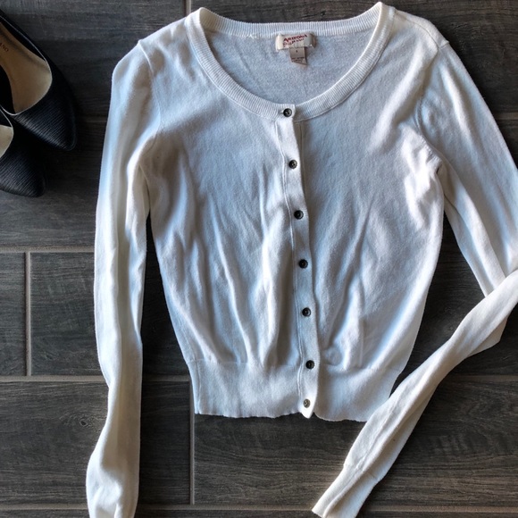 White Button Up Dress Cover Sweater - Picture 1 of 2